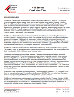 CV for Neil Broom Expert Witness in Computer Forensics Investigations in Baltimore